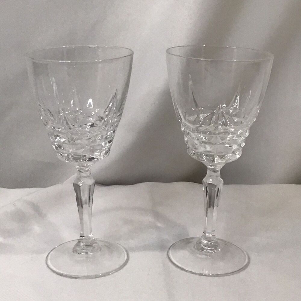 Vintage W.M. Dalton Cherbourg French Lead Crystal Wine Glasses (Set of 2)